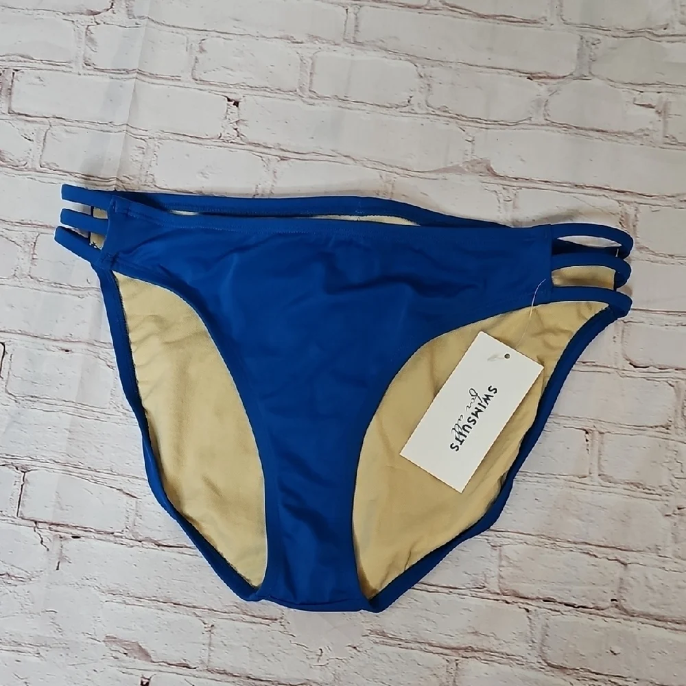 Swimsuits For All Blue Bikini Bottom Peekaboo Sides NWT Size 14